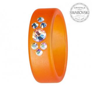 Prsten s krystaly Swarovski®, ORANGE, vel. 56