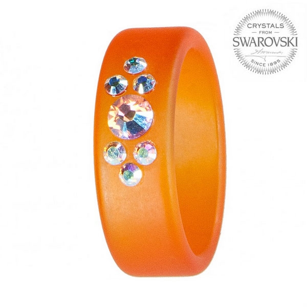 Prsteň s kryštálmi Swarovski ®, ORANGE, veľ. 53