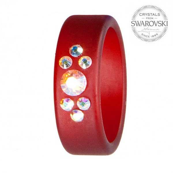 Prsteň s kryštálmi Swarovski ®, RUBY, veľ. 56