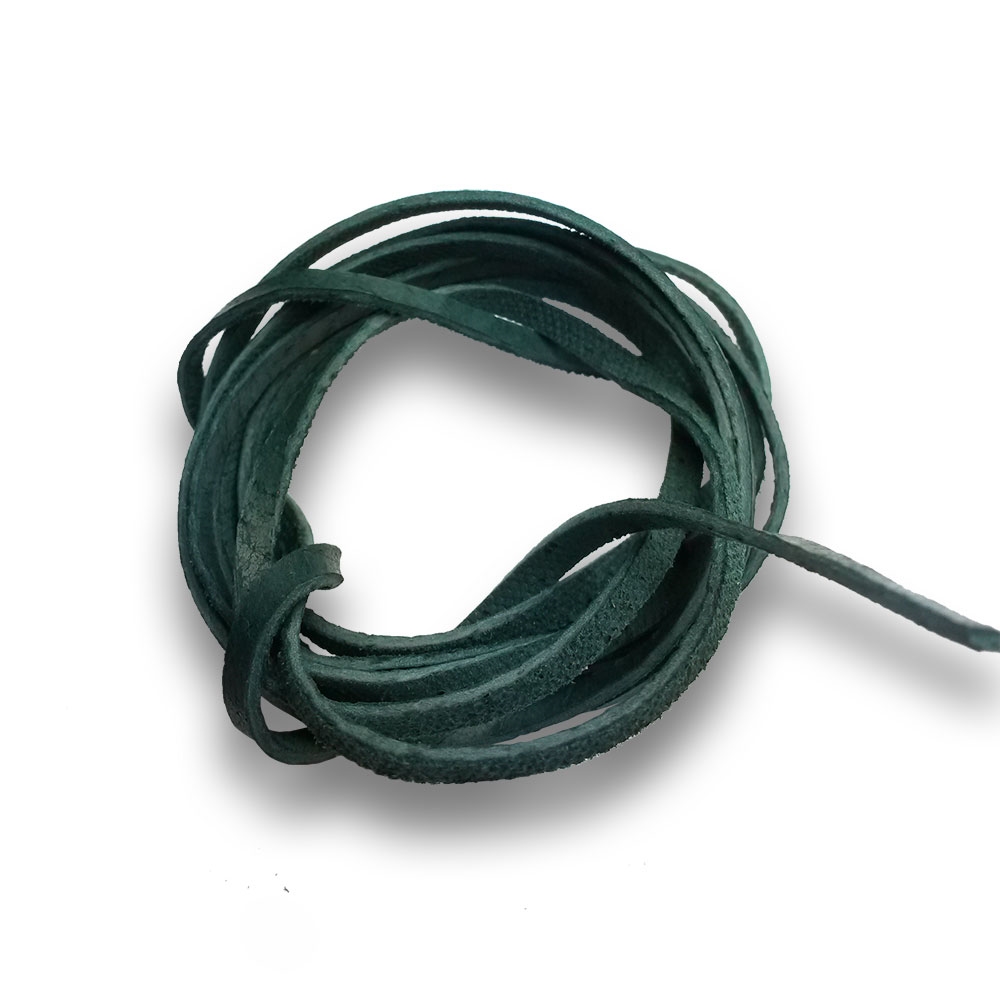 Rezaná kožená šnúrka tm. zelená, hr. 2 mm, dĺžka 100 cm