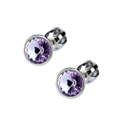 Skrutkovacie strieborné náušnice s kameňmi Crystals from SWAROVSKI®, farba: Violet