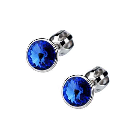 Skrutkovacie strieborné náušnice s kameňmi Crystals from SWAROVSKI®, farba: Sapphire
