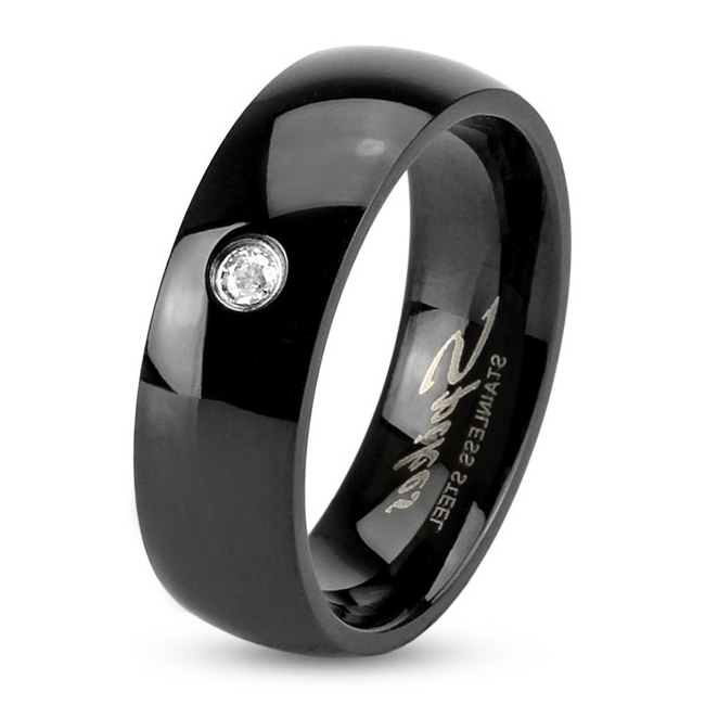 Šperky4U Černý ocelový prsten šíře 6 mm - velikost 52 - OPR1299-6-Zr-52