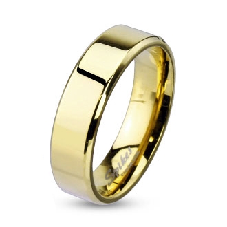 Šperky4U Zlacený ocelový prsten, šíře 6 mm - velikost 52 - OPR0007-6-52
