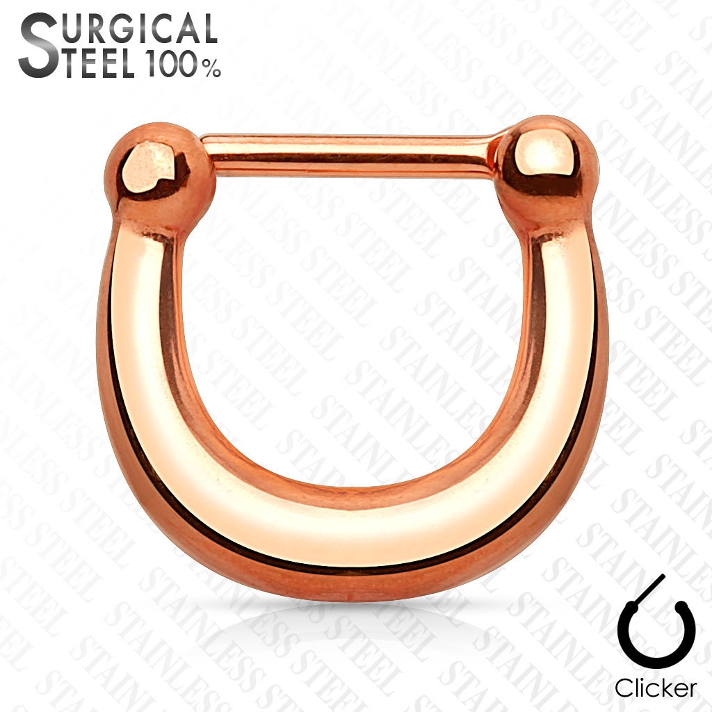 Šperky4U Ocelový piercing do nosu - septum zlacený - NS0019