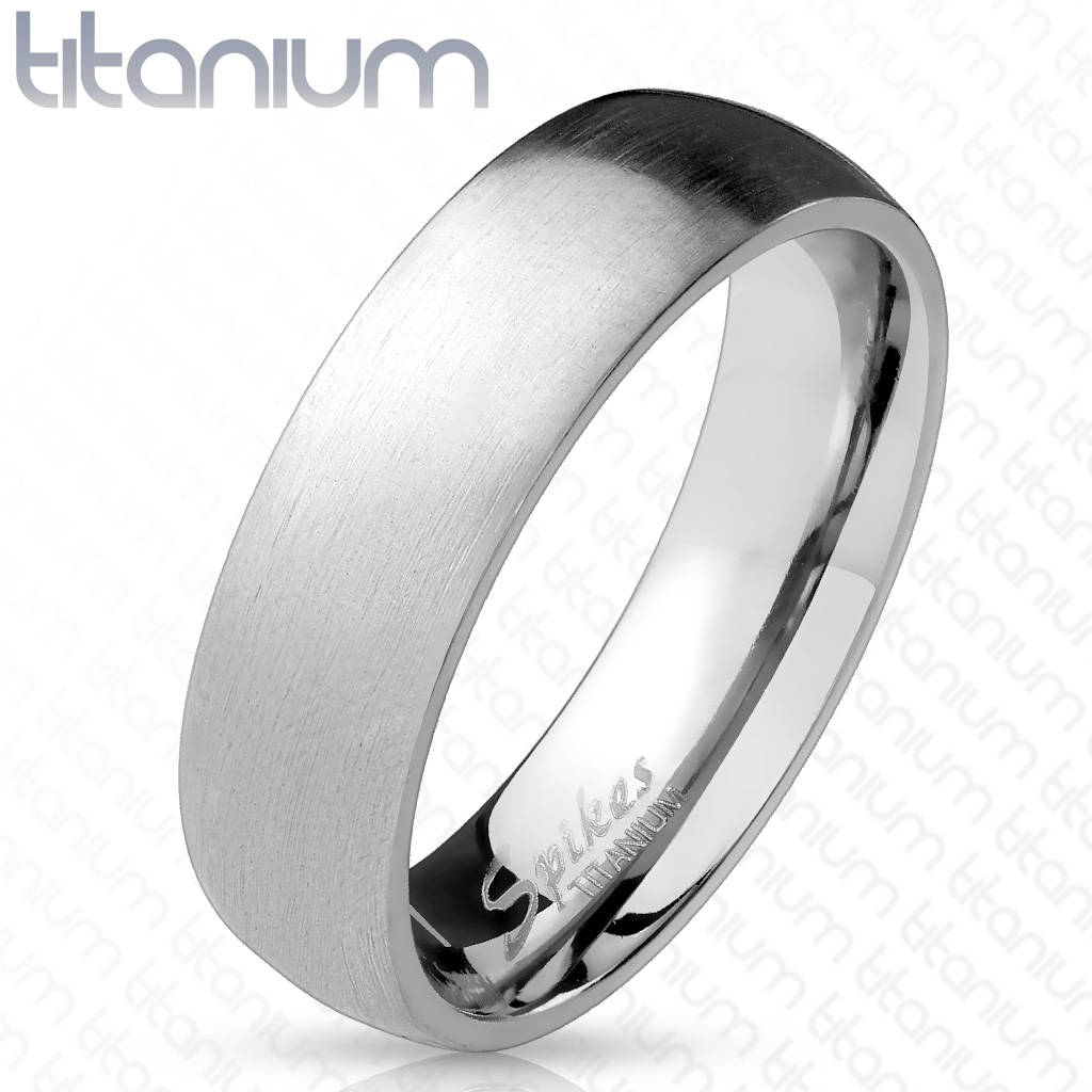 Spikes USA Matný prsten titan, šíře 6 mm - velikost 49 - TT1039-6-49