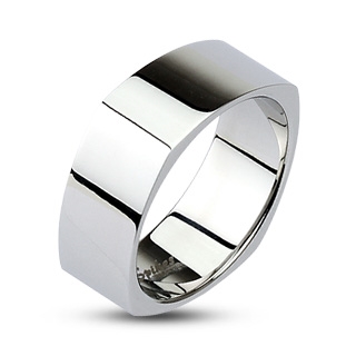 Spikes USA Hranatý ocelový prsten lesklý, šíře 6 mm - velikost 57 - OPR1300-57