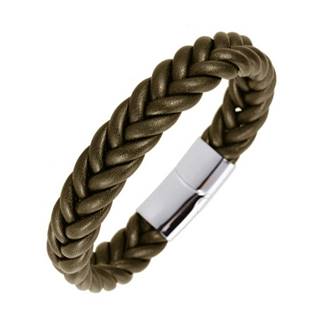 Náramek splétaný hnědý syntetická kůže 21cm