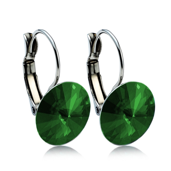 Šperky4U Ocelové náušnice - Dark Green - NBSS021