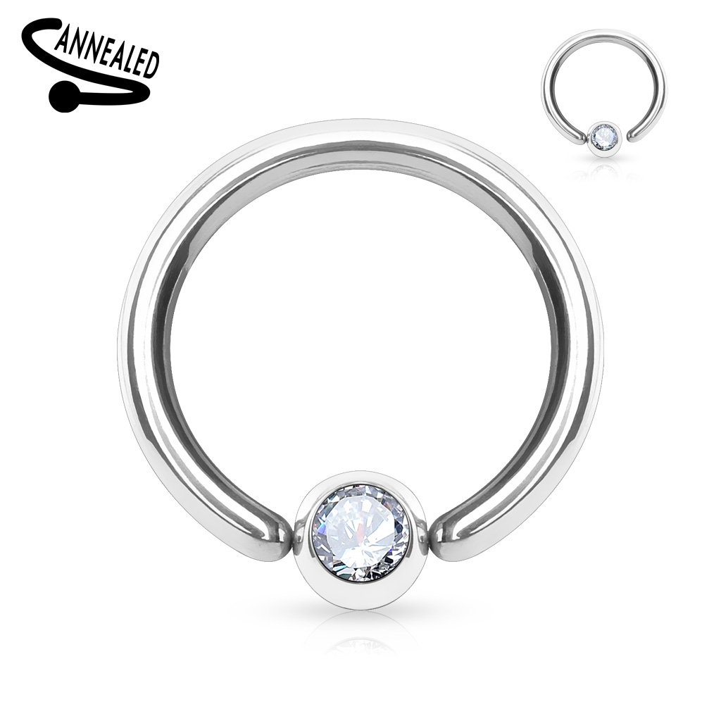 Šperky4U Piercing - kruh, kulička s kamínkem - K01045-10083