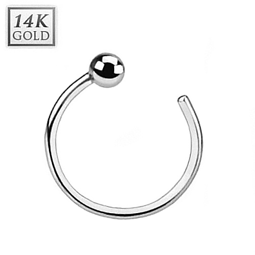 Šperky4U Zlatý piercing do nosu kruh, 0,8 x 8 mm, Au 585/1000 - ZL01039-WG