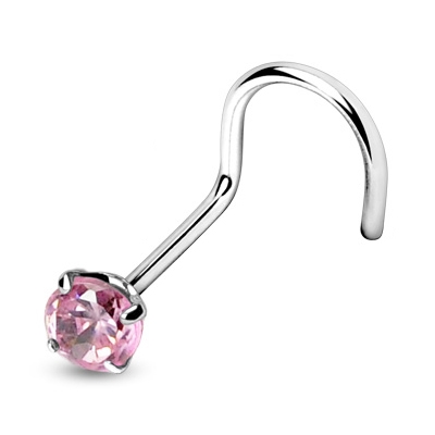 Šperky4U Zahnutý piercing do nosu - kamínek 3 mm - N01067-P