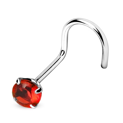 Šperky4U Zahnutý piercing do nosu - kamínek 3 mm - N01067-R