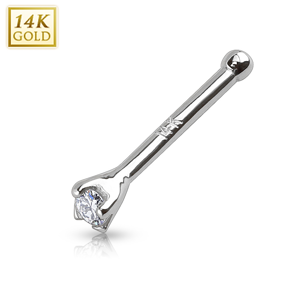 Šperky4U Zlatý piercing do nosu - čirý zirkon 1,5 mm, Au 585/1000 - ZL01041-WG