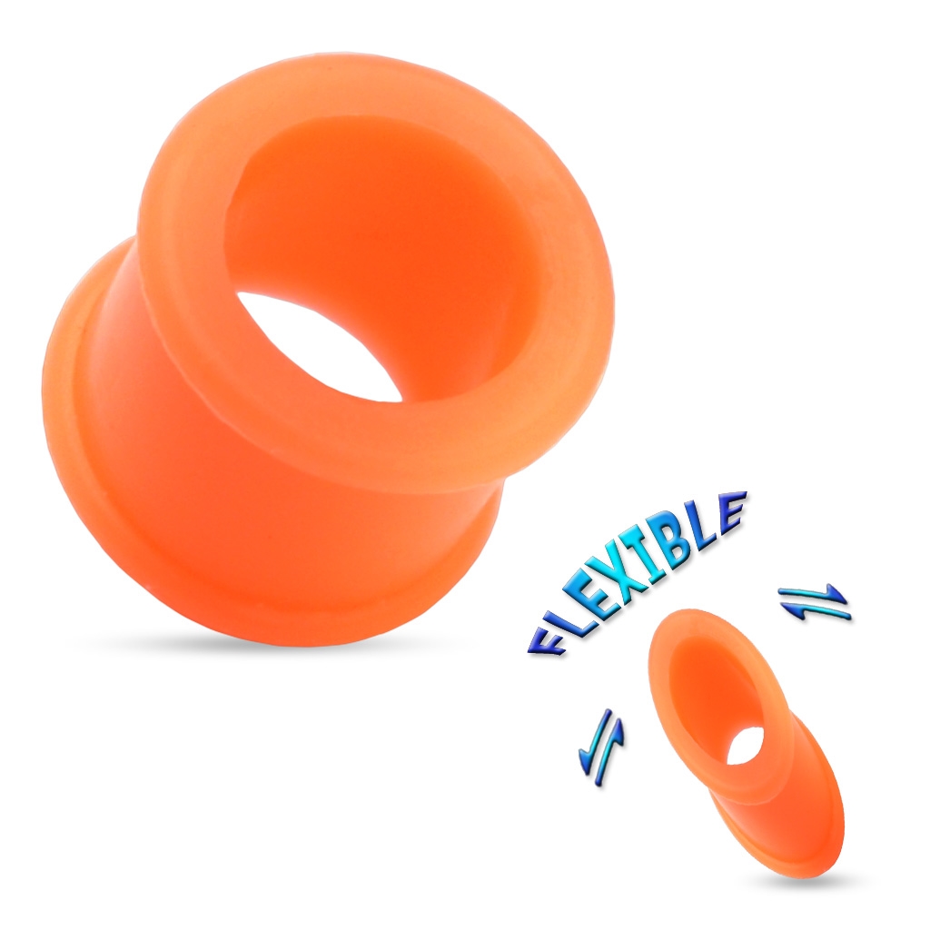 Šperky4U Tunel do ucha ze silikonu oranžový - TN01102-12