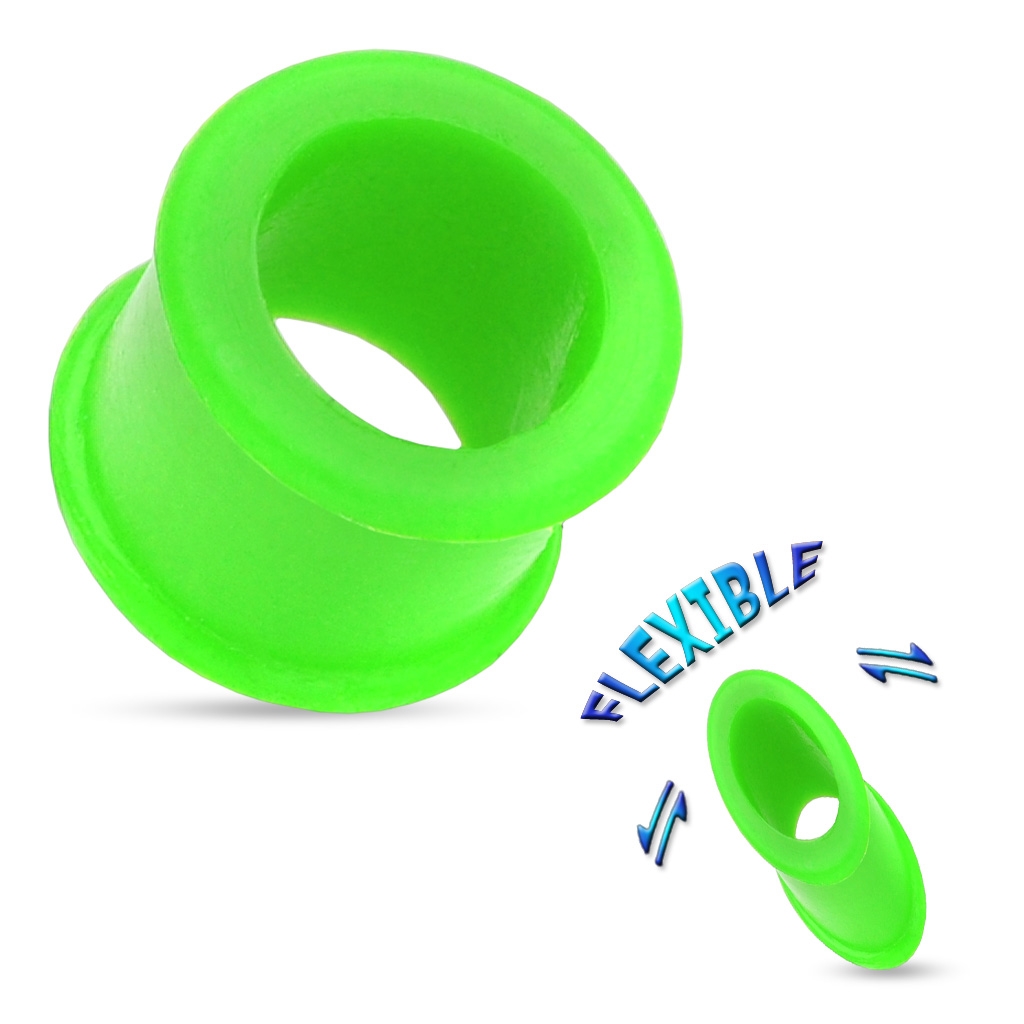 Šperky4U Tunel do ucha ze silikonu zelený - TN01103-18