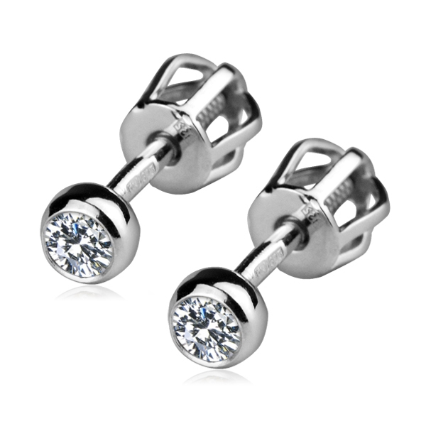 Šperky4U Stříbrné šroubovací náušnice, čiré zirkony - ZB29056