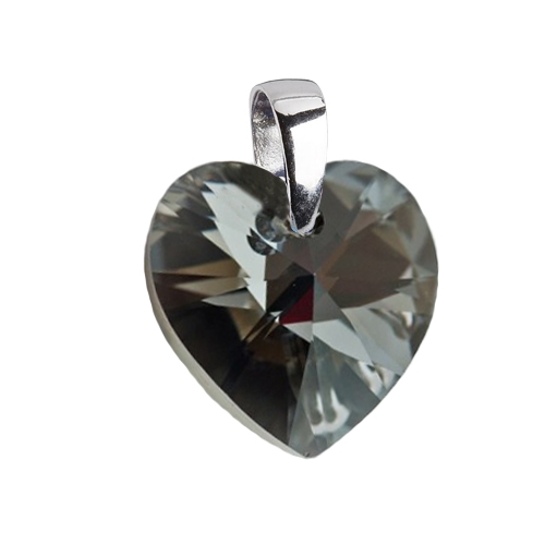 Strieborný prívesok srdce z dielne Crystals from Swarovski ®, Silver Night