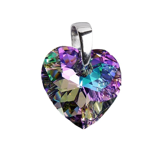 Strieborný prívesok srdce z dielne Crystals from Swarovski ®, Vitrail Light