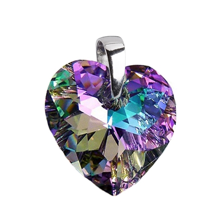 Strieborný prívesok srdce z dielne Crystals from Swarovski ®, Light Vitrail