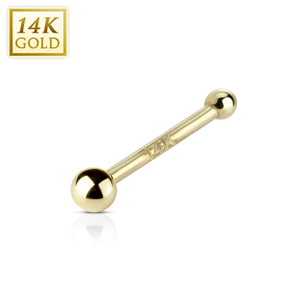 Šperky4U Zlatý piercing do nosu - kulička, Au 585/1000 - ZL01113-YG