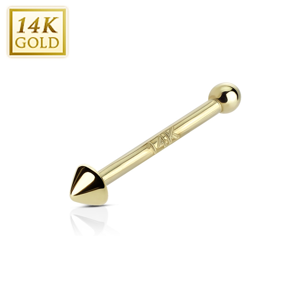 Zlatý piercing do nosa - špička, Au 585/1000