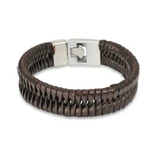 Kožený náramek proplétaný hnědý