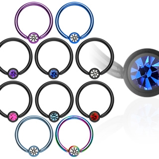 Šperky4U Piercing kruh s kamínem 1,2 x 10 mm - K01031-A-C