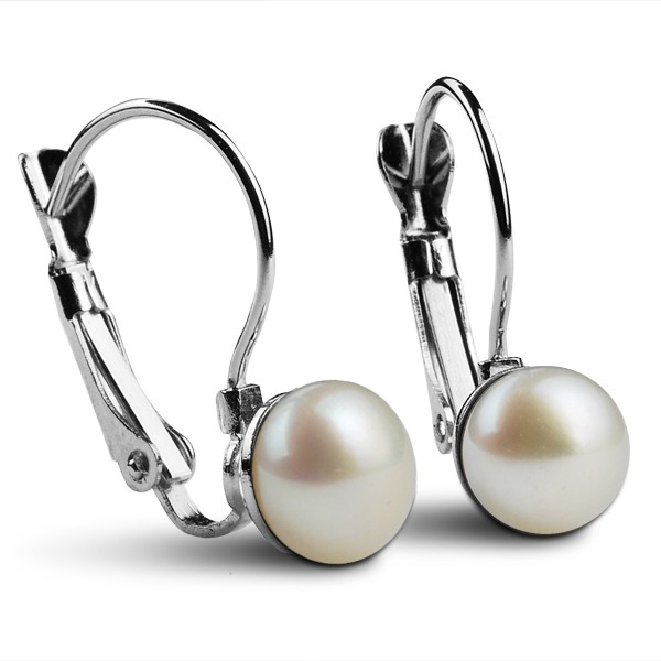 Náušnice s bielymi riečnymi perlami 8 mm