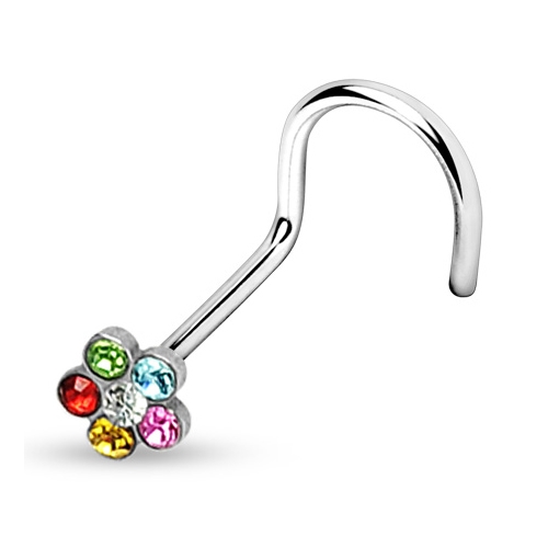 Zahnutý piercing do nosa - kytička
