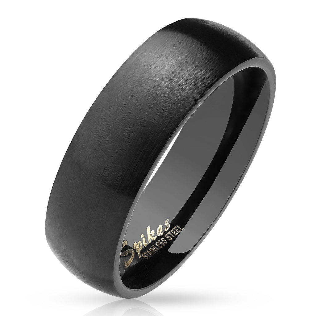 Šperky4U Černý matný ocelový prsten, šíře 6 mm - velikost 67 - OPR0027-6-67