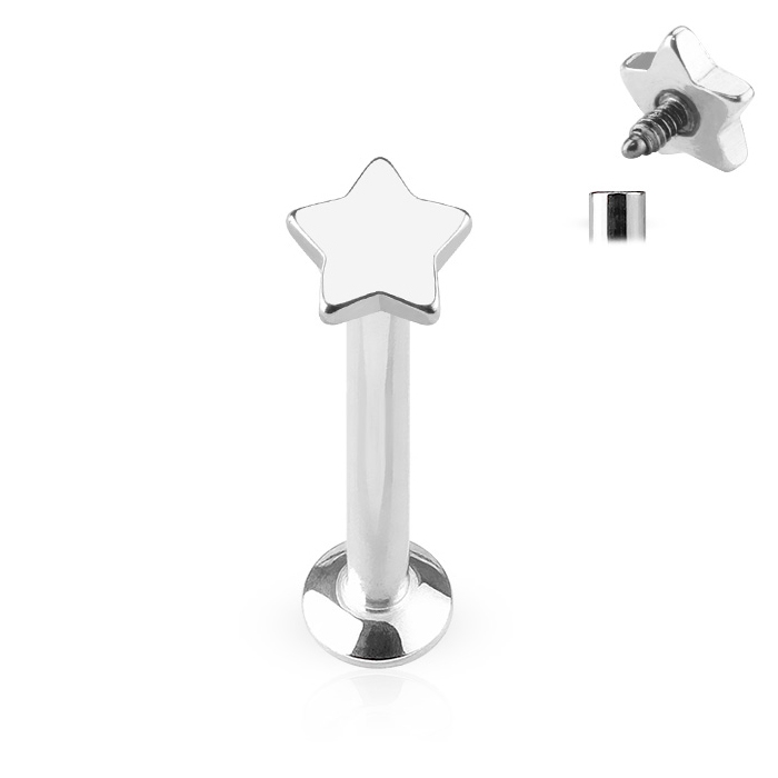 Piercing do brady - labreta, hviezdička
