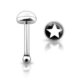 Šperky4U Stříbrný piercing do nosu - bílá hvězda - N01108