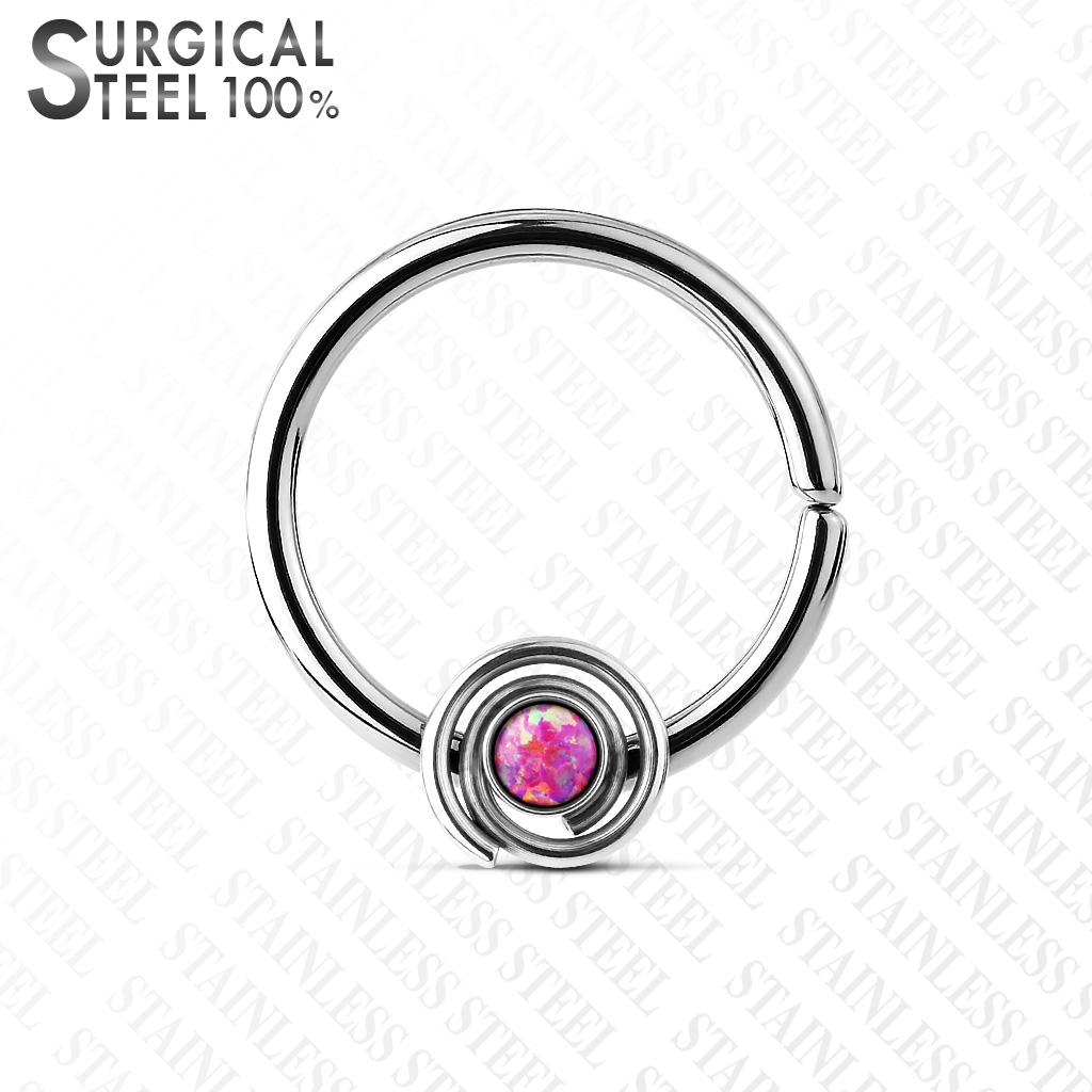 Šperky4U Piercing do nosu/ucha kruh, opál růžový - N0035-P