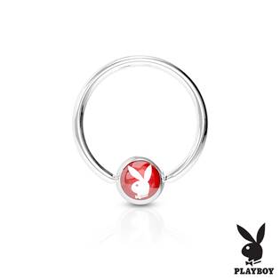 Piercing - kruh Playboy - červený,  1,6 x 12 mm