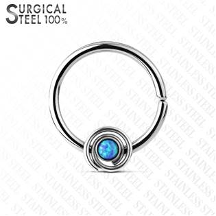 Piercing do nosu/ucha kruh, opál modrý