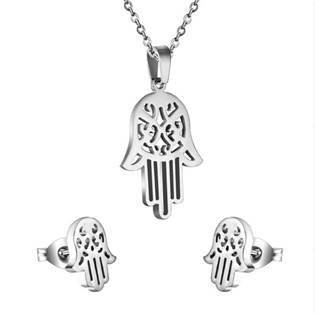 Set šperků z chirurgické oceli, hamsa ruka Fatimy