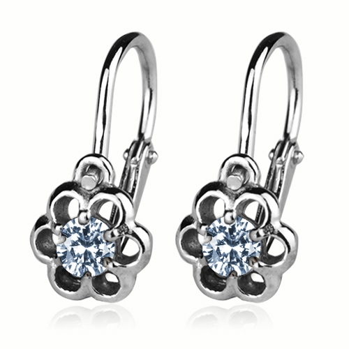 Šperky4U Stříbrné dětské náušnice kytičky, světle modré zirkony - ZB53502-LB