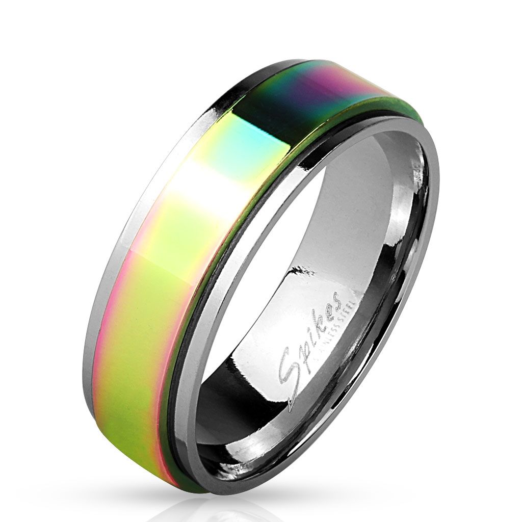 Šperky4U OPR0037 Dámský rotační ocelový prsten, šíře 6 mm - velikost 57 - OPR0037-6-57