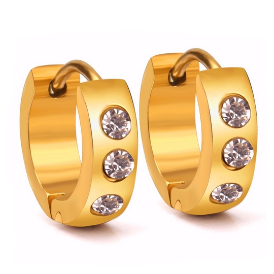 Šperky4U Zlacené ocelové náušnice - kroužky - OPN1347-GD
