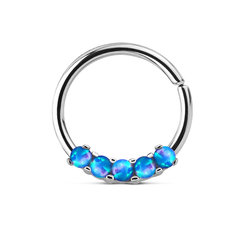 Šperky4U Piercing do nosu/ucha kruh s modrými opály - N01167-B