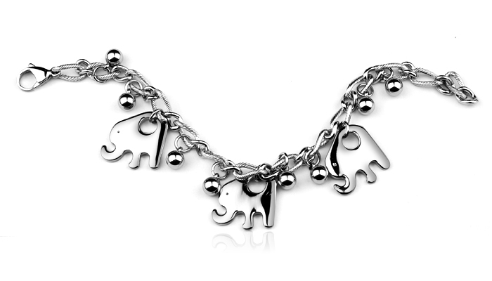 Šperky4U Dámský ocelový náramek se slony - OPA1062.0