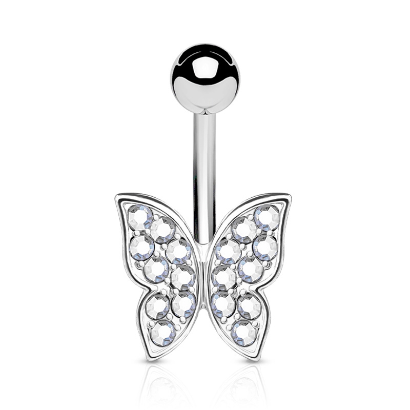 Šperky4U Piercing do pupíku - motýlek - WP01180-C