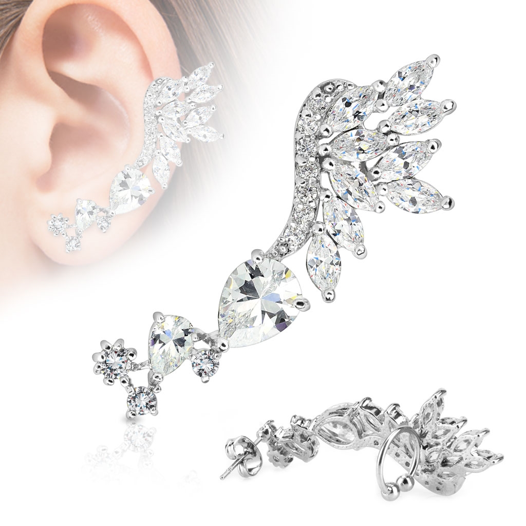 Šperky4U Piercing podkova ozdobná - na levé ucho - PV1004-L