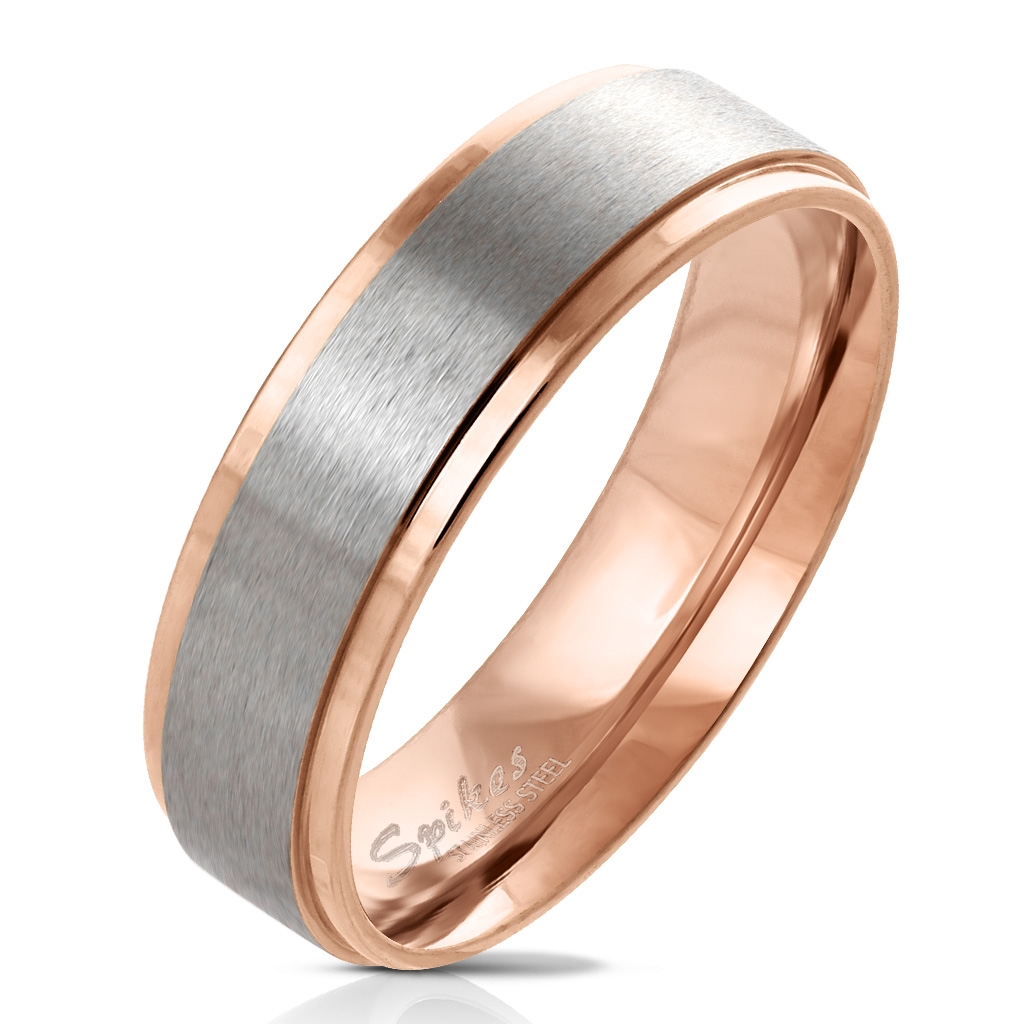 Šperky4U Pánský ocelový prsten zlacený, šíře 6 mm - velikost 57 - OPR0074-6-57