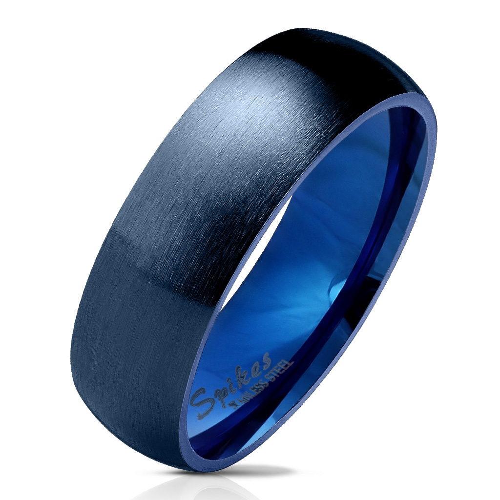 Šperky4U Modrý ocelový prsten, šíře 6 mm - velikost 52 - OPR0072-6-52