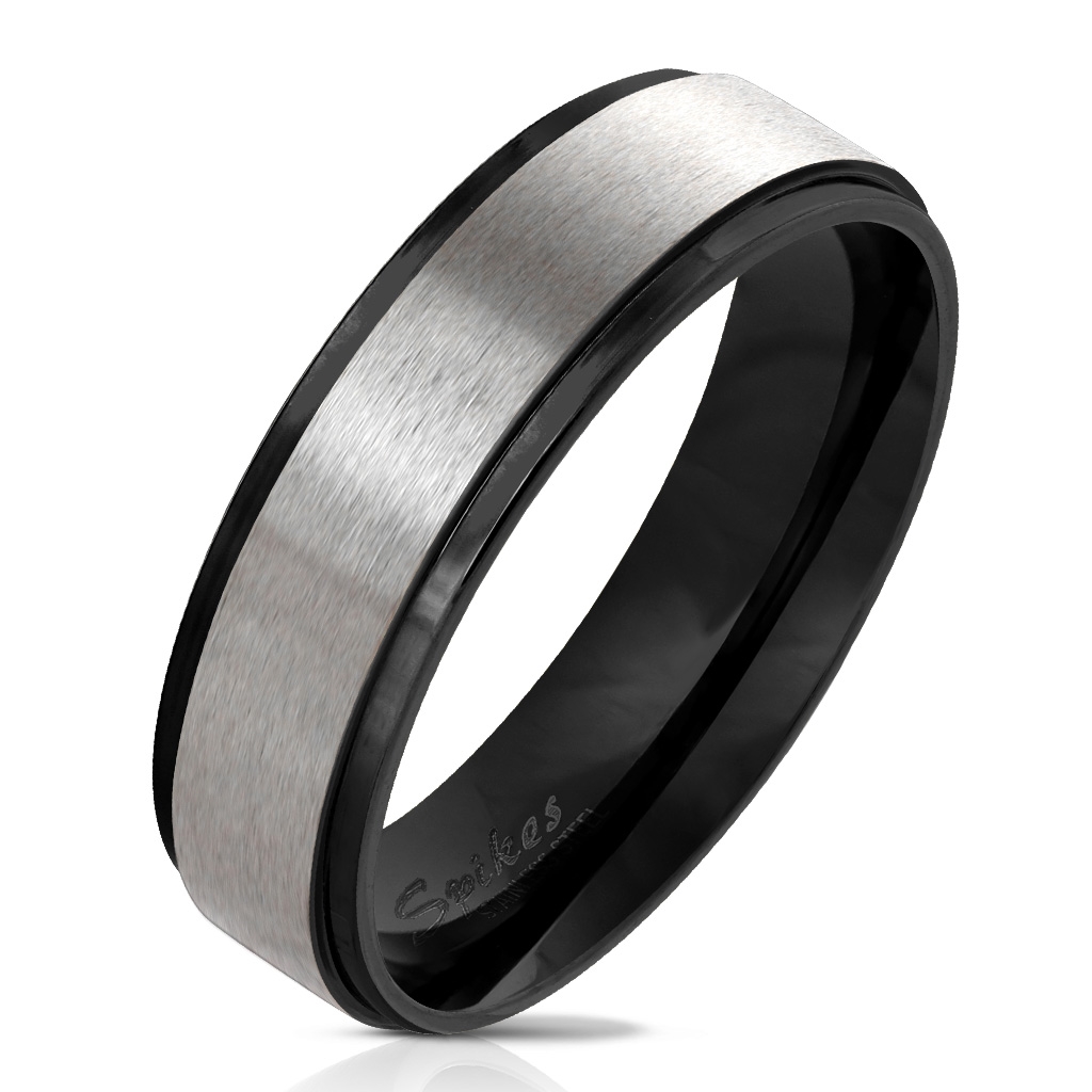 Šperky4U OPR0076 Dámský černý ocelový prsten - velikost 52 - OPR0076-6-52