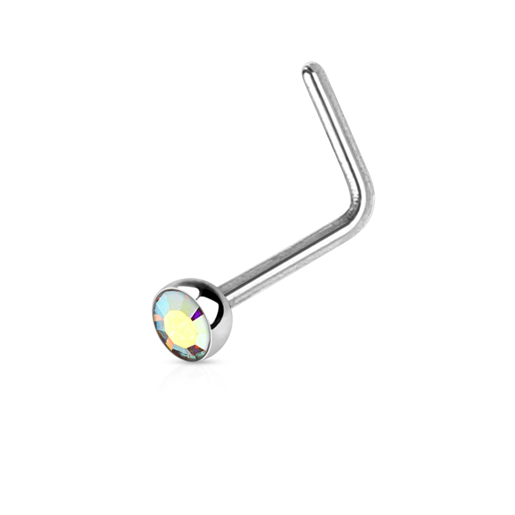 Šperky4U Zahnutý piercing do nosu s kamínkem - N0044-AB