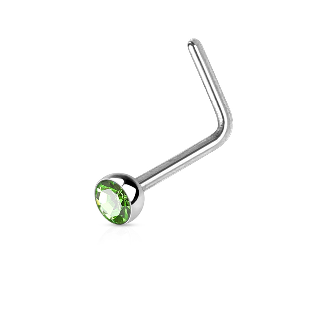 Šperky4U Zahnutý piercing do nosu s kamínkem - N0044-G