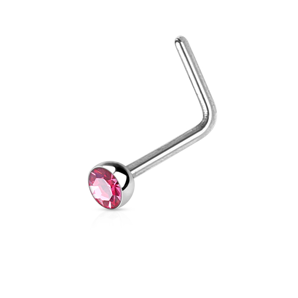 Šperky4U Zahnutý piercing do nosu s kamínkem - N0044-P